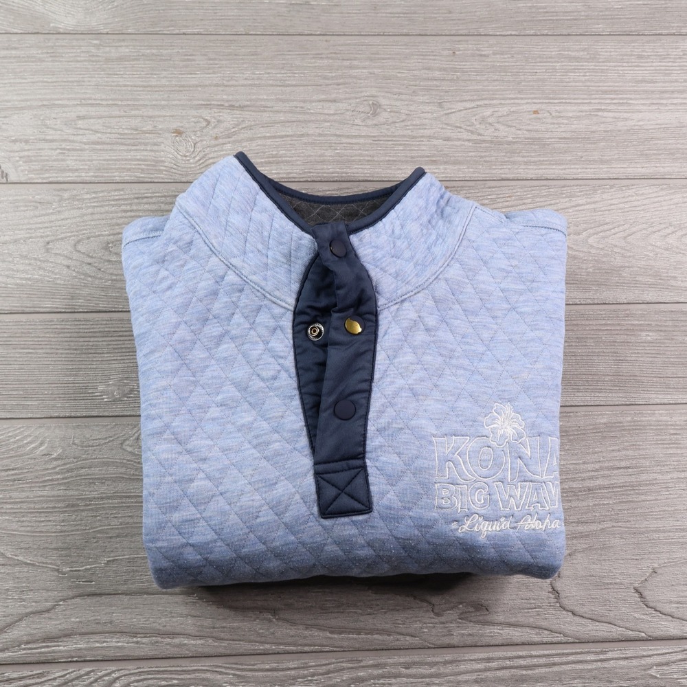 Marine Layer Kona Big Wave Quilted Pullover Men's XL Blue Reversible